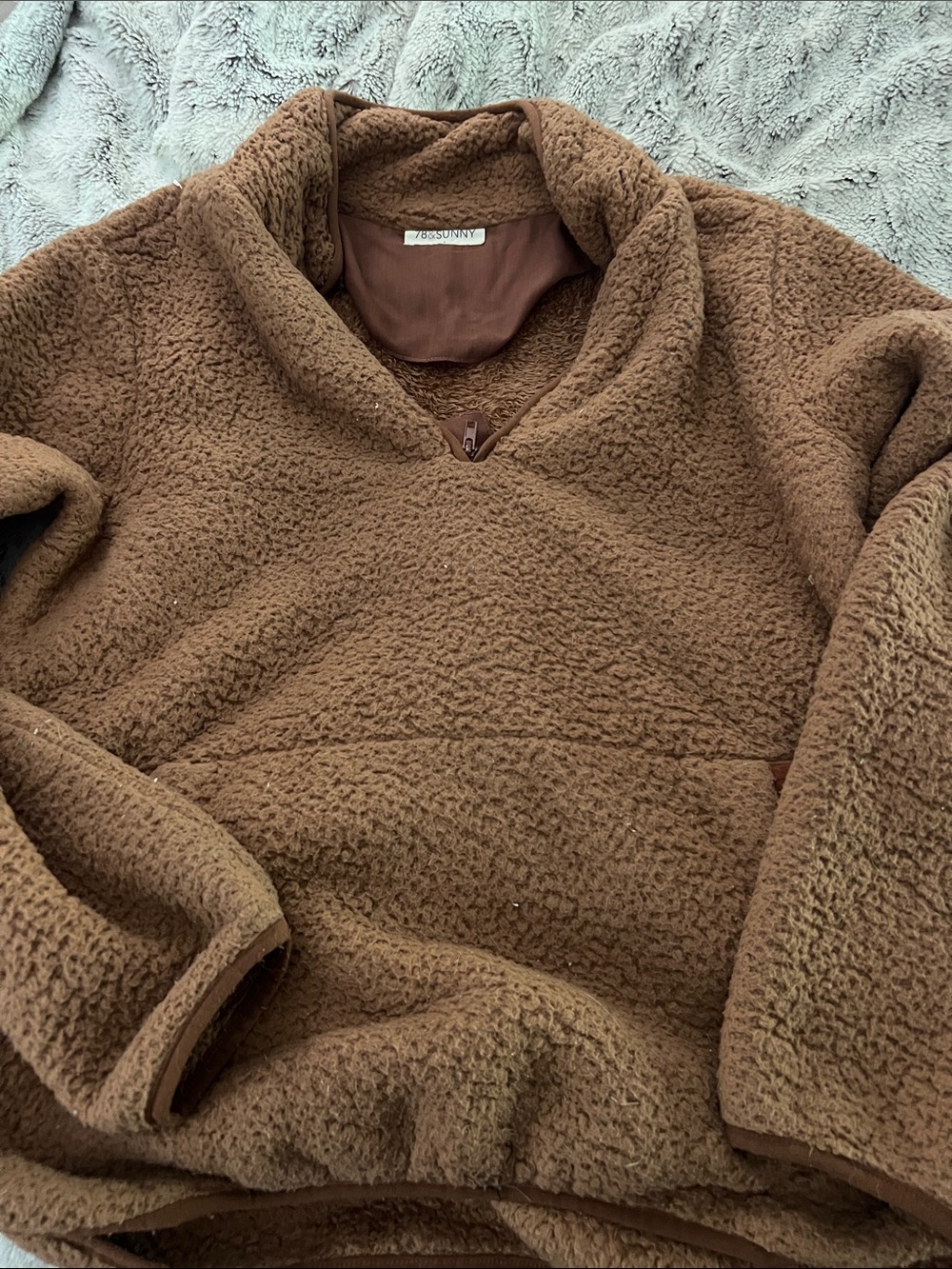 5/$10 item 78& sunny Brown Sherpa Quarter-Zip Pullover Sweater